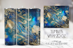 Blue cute ocean patterns tumbler 20oz wrap sublimation png Product Image 1