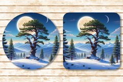 Winter forest in snow. Coaster sublimation design. Product Image 1