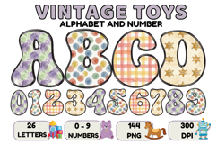 Vintage Toys Alphabet and Numbers PNG 300 DPI Product Image 1