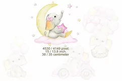 Watercolor elephant Clipart for Girl, Watercolor Cute Pink B Product Image 3