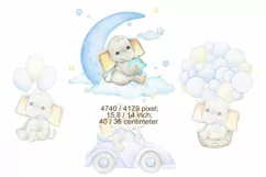 Watercolor elephant Clipart for boys, Watercolor Cute blue Product Image 4