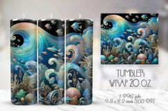 Blue cute ocean patterns tumbler 20oz wrap sublimation png Product Image 1
