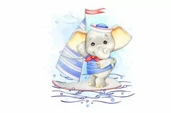 Elephant watercolor clipart, cute baby elephant PNG, baby bo Product Image 2
