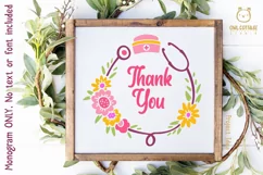 Floral Stethoscope SVG, Nurse Floral Monogram SVG Product Image 4