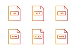 Set Of File Formats Icons Product Image 1