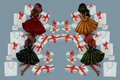 Clipart christmas, African American Christmas girl clipart Product Image 4