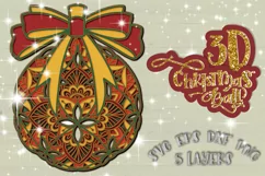 3D Christmas ball svg Papercut svg Mandala 3d Winter cozy Product Image 3