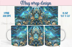 Sea life Ocean pearl mug wrap 15oz sublimation designs png Product Image 1