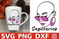 Sagittarus Zodiac Sign svg, Bald Woman in Glasses, Melanin Product Image 2