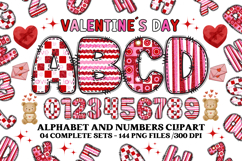 Valentine Alphabet Clip Art, valentines day letters doodle Product Image 1
