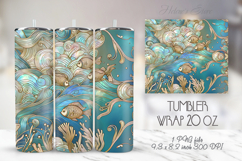 Blue cute ocean patterns tumbler 20oz wrap sublimation png Product Image 1