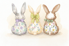 Watercolor Happy Easter Bunnies PNG &amp; JPG Product Image 3