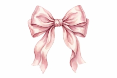 Watercolor elegant pink satin ribbon coquette bow Product Image 1