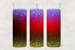 Blue Red Yellow Sparkle Glitter Tumbler Wrap Sublimation Product Image 1