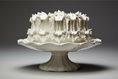 Elegant white porcelain cake on stand Product Image 1