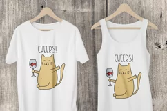 Cat SVG, Cute Cat Cut File, Kitten SVG. Glass of wine. Product Image 2