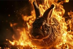 Flaming Angry rabbit fire. Generate Ai Product Image 1