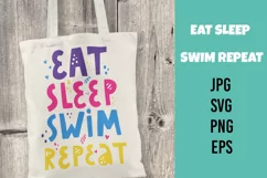 Eat sleep swim repeat. Hand drawn lettering. SVG/PNG/EPS/JPG Product Image 1
