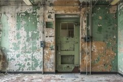 Old door is showing its age in dilapidated room Product Image 1