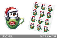 Cute Penguin Sticker Design. Winter Sticker Printable Product Image 1