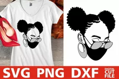 Afro Woman in Mask svg, Glasses svg, Afro Puffs svg, Melanin Product Image 2