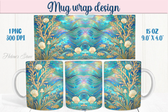 Sea life Ocean pearl mug wrap 15oz sublimation designs png Product Image 1