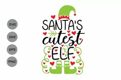 Santa's Cutest Elf Svg, Christmas Svg, Santa Svg, Elf Svg. Product Image 1