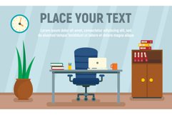 Desk chair concept banner, flat style Product Image 1