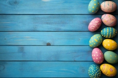 Easter eggs wooden planks background Product Image 1
