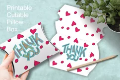 Thank You Pillow Favor Box with Holes and Hearts Pattern Product Image 1