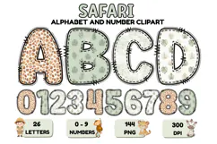 Safari Alphabet PNG - Letters & Numbers Clipart 300 DPI Product Image 1