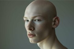 Serene bald model with freckles Product Image 1