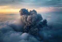Majestic volcanic eruption at sunset Product Image 1