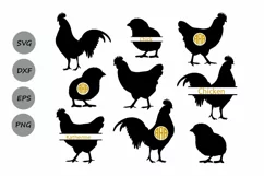Chicken SVG, Chicken Monogram Svg, Rooster Svg, Hen Svg. Product Image 1