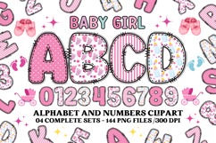 Baby Girl Alphabet, baby girl letters doodle, baby clipart Product Image 1