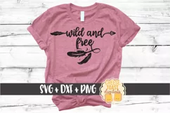 Wild and Free - Boho Arrow Feather SVG PNG DXF Cut Files Product Image 1