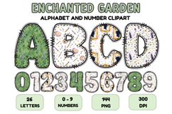 Enchanted Garden Patchwork Alphabet PNG Clipart 300 DPI Product Image 1