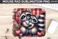 Watercolor Raccoon Mouse Pad Sublimation - Valentines PNG Product Image 1