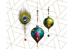 Peacock Christmas Clipart in Jewel Tones, Christmas Png Product Image 2