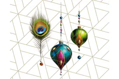 Peacock Christmas Clipart in Jewel Tones, Christmas Png Product Image 2