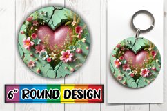 Enchanted Keychain Circle Design PNG, 3D Heart Product Image 1