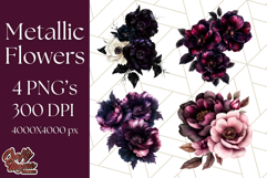 Gothic Floral PNG, Dark Aesthetic Flowers Clipart Print Product Image 1