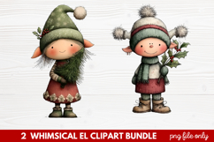 Whimsical Elf Clipart | Cute Christmas Elf PNG Illustration Product Image 1