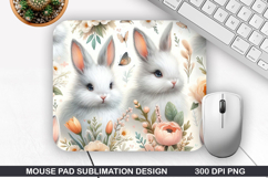 Bunny Mouse Pad Sublimation, Easter Bunny Mouse Pad PNG Product Image 1
