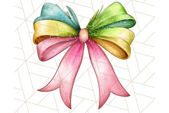 Watercolor Summer Bow Clipart PNG, Coquette Bright Bow Png Product Image 2