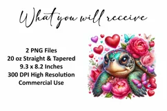 Valentine's Day Turtle Tumbler Wrap Sublimation Design Product Image 2