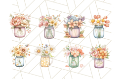 Flowers in Glass Jars PNG, Rustic Floral Watercolor Clipart Product Image 6