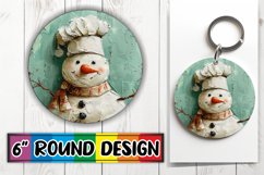 Snowman Holiday Round Keychain Design Winter Sublimation Product Image 1