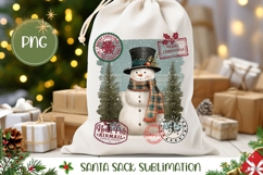 Christmas Snowman Santa Sack, Winter Gift Bag Template Product Image 1