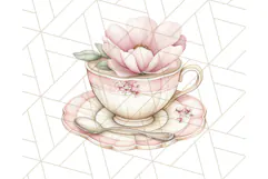 Pastel Tea Clip Art PNG with Sweets and Floral Accents Png Product Image 2